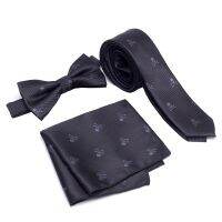 【Fashion house]3 PCS คอ Tie ชุดผู้ชาย Bow Tie และ Cravat Bowtie Slim เนคไทโครงกระดูก Man Ties สำหรับผู้ชาย1200เข็มแฟชั่น Gravata ชุด