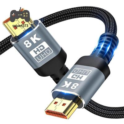 ถัก SEJUE4373 8K60Hz HD HDMI UHD ไปยัง HDMI 2.1อัลตร้าดิจิตอล HD สายสัญญาณเสียงสายดิจิตอลเคเบิ้ลเอชดีเอ็มไอรองรับสายวิดีโอการเชื่อมต่อสายสายเอชดีเอ็มไอ