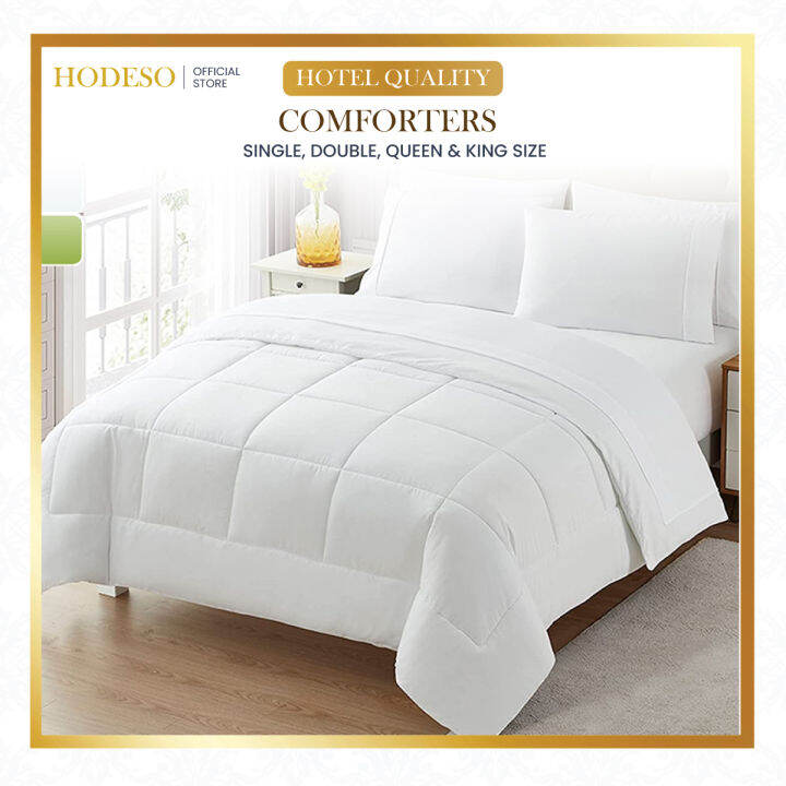 Hodeso Thick Comforter Bedsheet Duvet cover with Foam, plain White & Sage green, Bedding