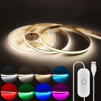 White COB LED Strip USB Powered FCOB LED Tape 5V Flexible 400LEDs/M White Warm LED Strip For TV Light Bar Dimmable