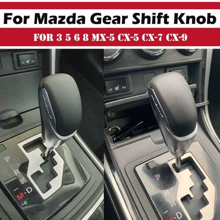 กระปุกเกียร์รถจับหัวคันเกียร์สำหรับ-mazda-3-5-6-8สำหรับ-mx-5-cx-5-cx-7-cx-9เคสโทรศัพท์หนังเกรดสูงอัตโนมัติ