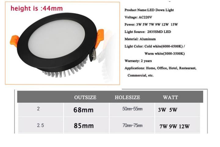 new-black-led-recessed-not-dimmable-downlight-3w-5w-7w-9w-12w-15w-led-ceiling-spot-lamp-220v-led-driverless-home-decor