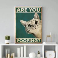 2023❡ Are You Pooping Poster Bathroom Funny Bathroom Sign Canvas Prints Cute Cat Quote Art for Painting Wall Picture Toilet WC Decor