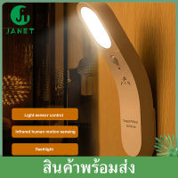 Janet โคมไฟ LED Motion Sensor ไฟกลางคืน ไฟสำหรับกลางคืน โคมไฟอัจฉริยะ ไฟ LED เปิดเมื่อเดินผ่าน เปิด/ปิดอัติโนมัติ ชาร์จไฟจาก USB