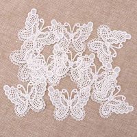 [HOT!] 20pcs Butterfly Shaped Hollow Lace Garment Accessories Applique Mesh Trim Sew On Guipure Lace Fabric for Decoration 75x50mm