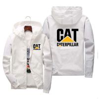 CATERPILLAR เสื้อกันลมมีฮู้ดสำหรับผู้ชาย,แจ็คเกตกันน้ำแนวสตรีทมีซิปบาง2023ชุดลำลองฤดูใบไม้ผลิใบไม้ร่วง