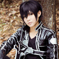 ดาบศิลปะออนไลน์ kiria Kazuto เครื่องแต่งกาย SAO Kirito ผู้ชายผู้หญิงสั้นสีดำคอสเพลย์วิกผมทนความร้อนวิกผมปาร์ตี้หมวกวิกผมฟรี