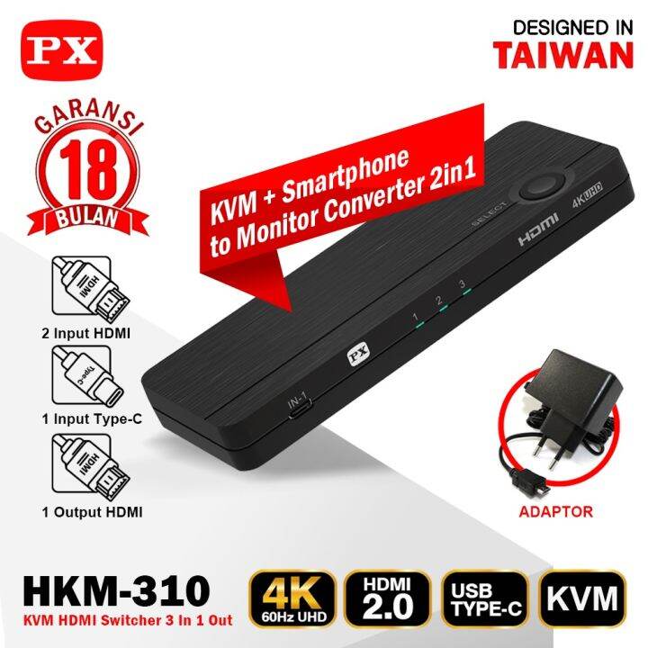 HDMI Switcher KVM 4K Ultra HD Dolby Audio Type C USB HDMI PX HKM310 Switcher HDMI KVM Switch