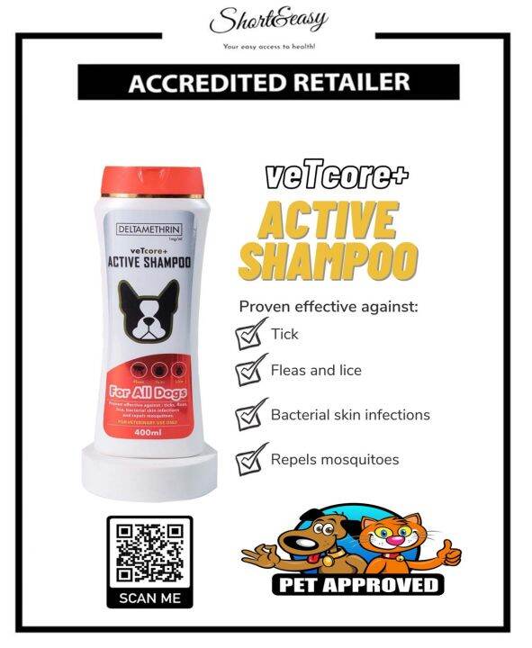 🐾🐶😺 ORIGINAL Vetcore+ Active Shampoo (for ticks, fleas, lice, bacterial