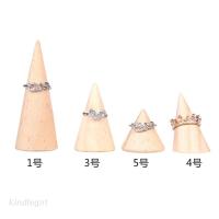 KING Natural Unpainted Wooden Ring Jewelry Display Rack Stand Cone Shape Holder Organizer