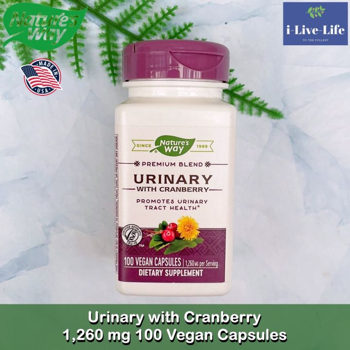 อาหารเสริม-สนับสนุนสุขภาพทางเดินปัสสาวะ-urinary-with-cranberry-1-260-mg-100-vegan-capsules-natures-way