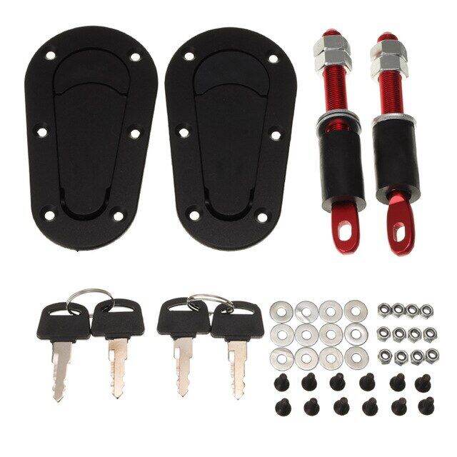 Racing Car Hood Pin Carbon Fiber With Keys Hood Lock Plus Flush Mount