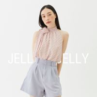 SHISA - JELLY TOP เสื้อแขนกุดผูกโบว์ เนื้อผ้าชีฟองลายปริ้นท์ มีซับด้านใน สีน่ารักมากค่า (สินค้าพร้อมส่ง)