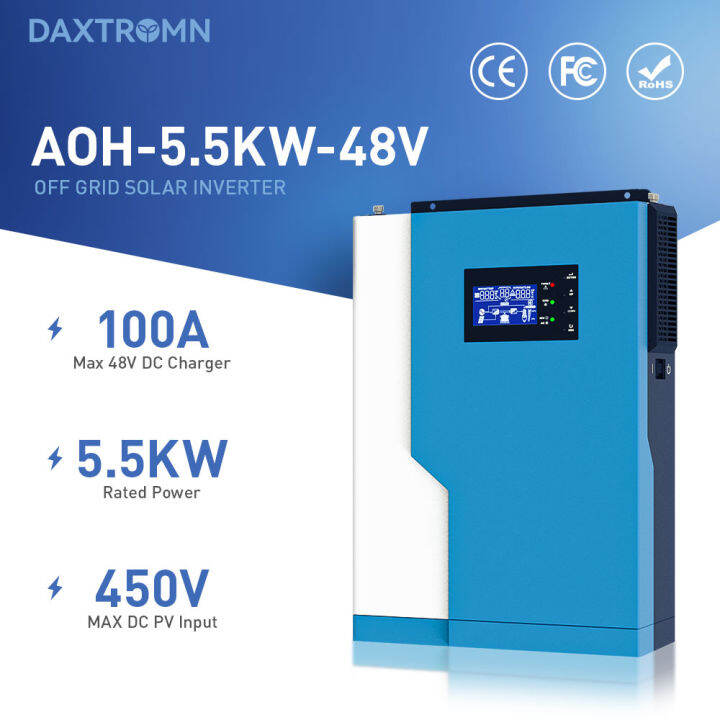 DAXTROMN 5500W HYBRID COMPENSATION SOALR INVERTER MPPT 100A 450VDC PV INPUT 220VAC 48VDC HYBRID
