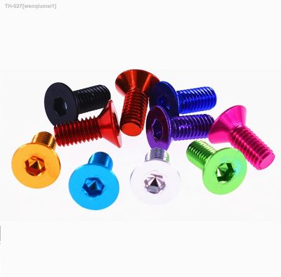 ♠✎℡ 2pcs Colourful Flat Head Hex Hexagon Socket Screws M4x6/8/10/12/14/16/18/20/25/30mm 7075 Aluminum Alloy Countersunk Allen Bolts