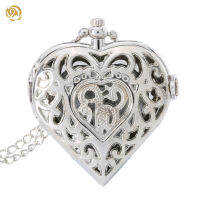 POS Hollow Quartz Heart Shaped Pocket Watch สร้อยคอจี้นาฬิกาผู้หญิงของขวัญ【 Fast Delivery】