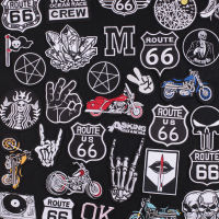 Punk Patches Route 66 Hippie Band Embroidered Patches for Clothing Thermoadhesive Patches Backpack Custom Sewing for Patch Badge Haberdashery