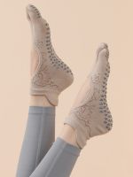 Non-slip Silicone with Fingers Toe Dance Sports Floor Low Cut Socks Women Cotton Pilates Yoga White No-show Short Ankle Stocking