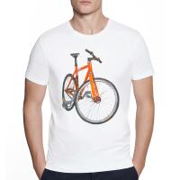 MenS Bicycle Cycling Watercolor Painting Vintage Fixed Gear Print Art T-Shirt Hipster O-Neck Design Tops Cool Streetwear Tee