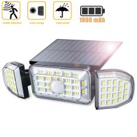 Dragonpad 164led ไฟกันขโมยพลังงานแสงอาทิตย์3หัว Lampu Banjir กลางแจ้งกันน้ำโคมไฟติดผนังเซ็นเซอร์ตรวจจับอินฟราเรดโรงรถ