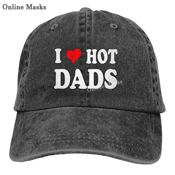 2023-new-fashion-i-love-hot-dads-i-heart-hot-dads-love-hot-dads-hat-baseball-cap-adjustable-washable-cowboy-hat-denim-cap-for-man-contact-the-seller-for-personalized-customization-of-the-logo