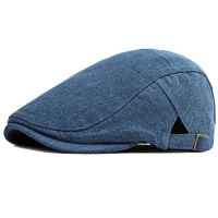 HT4180 Berets Solid ธรรมดา Denim Beret หมวกผู้ชายผู้หญิงปรับ Cabbie Ivy Newsboy หมวกแบนชายหญิงศิลปินจิตรกร Beret หมวก