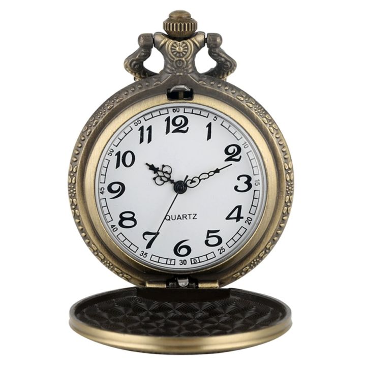 สร้อยคอสายโซ่สายโซ่สายโซ่สีบรอนซ์สำหรับตกปลาสร้อยคอนาฬิกาพกของขวัญนาฬิกาพกย้อนยุคควอตซ์นาฬิกา-steampunk-เครื่องประดับปลา