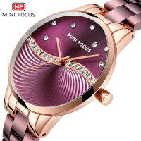 MINI FOCUS Top nd Luxury Fashion Women Watches Lady Purple Stainless Steel Strap Waterproof Quartz-Watches Feminine +Gift Box