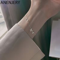 ANENJERY 925 Sterling Silver Shiny Butterfly Bracelet for Women Simple Sexy Zircon Bracelet Light Luxury Jewelry Wholesale