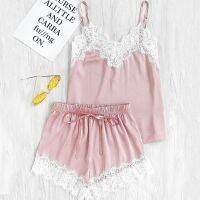 2PCS/Set Lace Eyelash Casual Nightgown Home Camisole Short