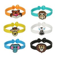 1pc Cute Animal Bracelet Soft Silicone Adjustable Cuff Bracelets For Boys Girls Kids Cartoon Elephant Lion Zebra Love Bangle