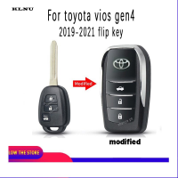 KLNU ขายปลาค็อดเหมาะสำหรับโตโยต้า Vios กุญแจแบบพับได้อุปกรณ์เสริมสำคัญ Gen 4 2019 2020 2021ชุดตะแกรงแผงควบคุมทดแทนปลอกรีโมทรถยนต์2022ที่มีโลโก้