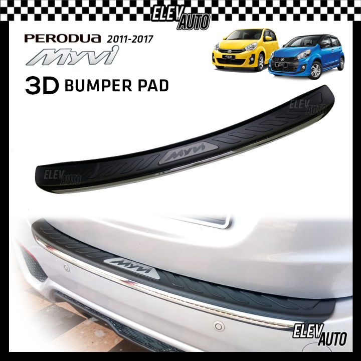 3D Bumper Pad Rear Bumper Guard with Chrome Lining Perodua Myvi Lagi ...