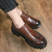 Spring Men Formal Business Thick Soled Oxford Shoes Luxury Mens Dress Shoes Male Casual Genuine Leather Wedding Party Loafers