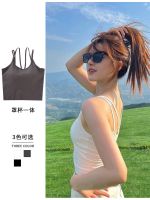 Genuine Uniqlo High-end Zhao Lusis same style short vest with breast pads and beautiful back womens outer wear sleeveless and navel-baring suspenders white bottoming top for summer