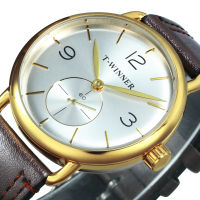 WINNER Watch Classic Fashion Casual Mens Watches Mechanical Wrist Watch Top nd Luxury Genuine Leather Strap Sub-dial Rolej