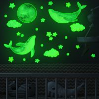 ZZOOI Cartoon Whale Luminous Wall Stickers Home Decor Glow In The Dark Underwater World Decals Kids Room Bedroom Decorations Wallpaper