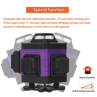 4D อเนกประสงค์16เส้นเลเซอร์วัดระดับเครื่องมือแนวตั้งแนวนอนพร้อมฟังก์ชันปรับระดับตัวเอง3 °