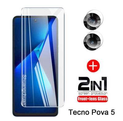 Tecno Pova 5กระจกเทมเปอร์ Tecno Pova 5 Pro แผ่นฟิล์มกระจกใส Pova 3 3D ฟิล์มกระจกเทมเปอร์ฟิล์มกระจกนิรภัยใสขนาดใหญ่ HD เนียน Pova Arc 2 Pova Neo 9H ปกป้องหน้าจอฟิล์ม + 2in1ปกป้องหน้าจอป้องกันหน้าจอเลนส์