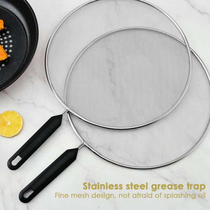 Stainless Steel Fine Mesh Strainers 28.8CM Splatter Screen With Long