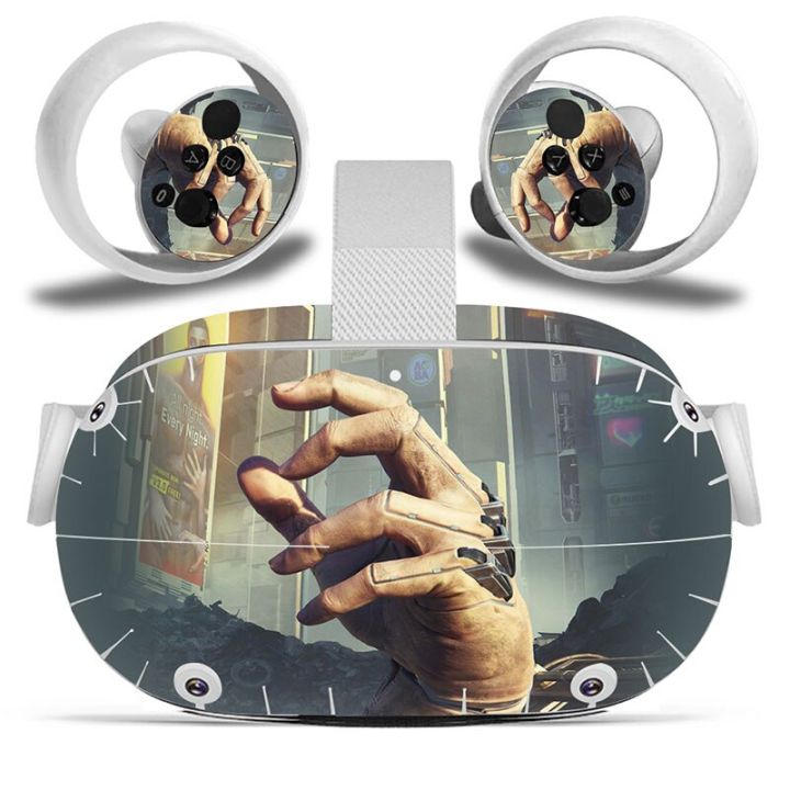 (MQ รูปแบบใหม่) สำหรับชุดหูฟัง Oculus Quest 2เข้ากันได้สติ๊กเกอร์ตกแต่งความเป็นจริงเสมือน VR ผิว # TN-OQVR2-0250กรอบและที่คลุม