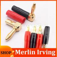 Merlin Irving Shop 4mm Banana Plug Connector Solder-Free Screw right angel straight Audio Speaker Gold Plated Copper Adapter