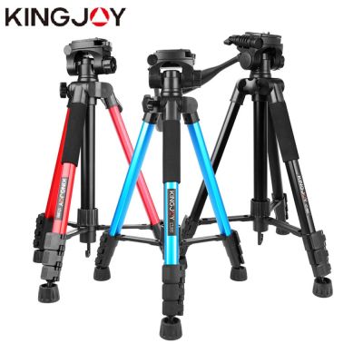 KINGJOY ขาตั้งกล้องวีดีโอขาตั้งกล้องระดับมืออาชีพสำหรับที่ถือ DSLR SLR ระบบดิจิทัลทั้งหมดสำหรับ VT-880ที่วางมือถือแบบโค้งงอได้เคลื่อนที่