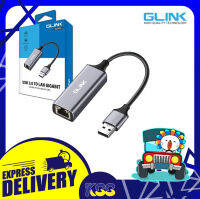 ตัวแปลงอินเตอร์เน็ต Glink Usb 3.0 To RJ45 Gigabit 10/100/1000Mbps รุ่น GL-041A เปิดบิลใบกำกับภาษีได้ ประกัน 6 เดือน