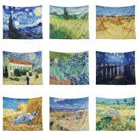 Van Gogh Famous Painting Series Tapestry Hanging Cloth Wall Decoration Living Room Bedroom Background Cloth Bedside Tapestry Knitting  Crochet