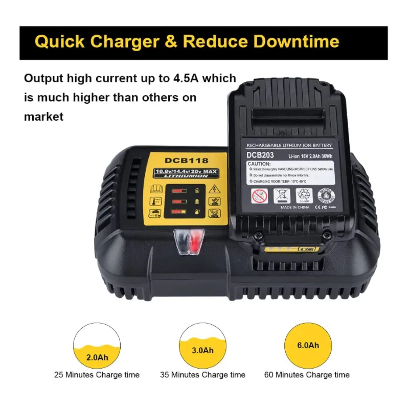 Dcb112 Lithium Battery Charger For 10.8v 12v 14.4v 18v 20v Dcb206