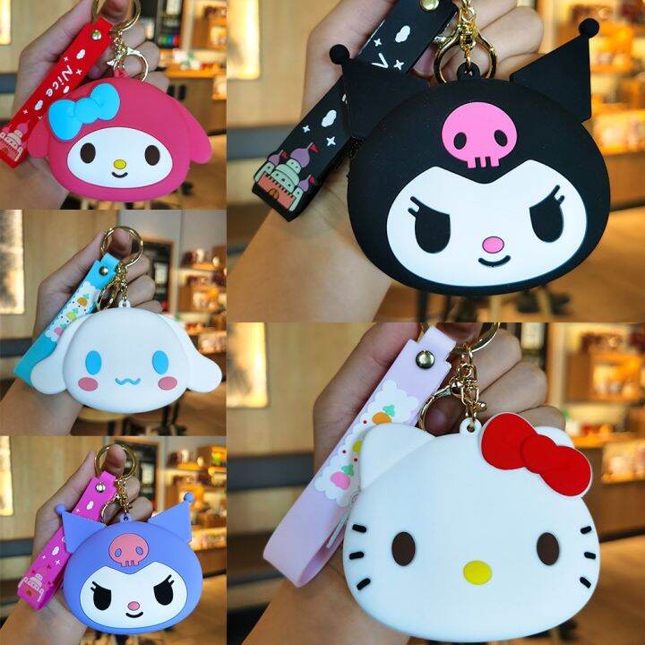 พวงกุญแจกระเป๋าสตางค์ขนาดเล็ก-sanrio-ที่สร้างสรรค์น่ารัก-kuromi-อบเชยสุนัข-dompet-koin-รถจี้กุญแจกระเป๋าใส่เงินพวงกุญแจ-bff