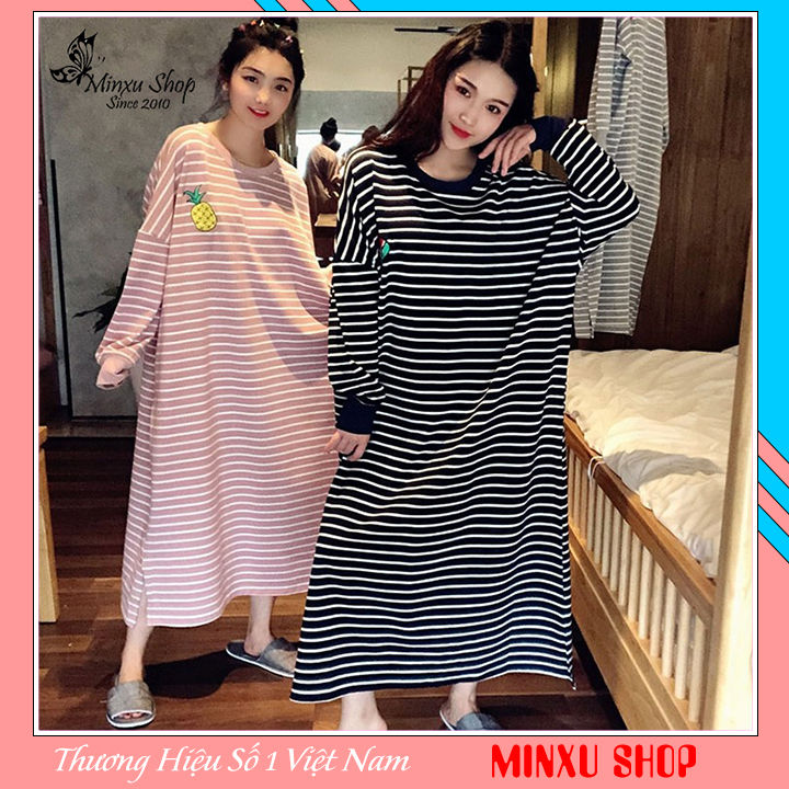 Váy Ngủ Dài Tay Mùa Thu Đông Đầm Ngủ Chất Thun Mềm Mịn Minxu Shop ...