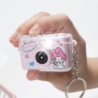 Kawaii Sanrio Keychain Cute Cartoon Kuromi My Melody Cinnamoroll Key Ring Camera Pendant LED Lighting Ornaments Jewelry Gifts