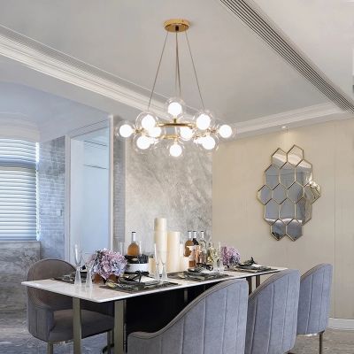 Modern Creative LED Glass Bubble Chandelier Lighting for Luxury Living Dining Room Luminaire Glass Ball Pendant Lamp